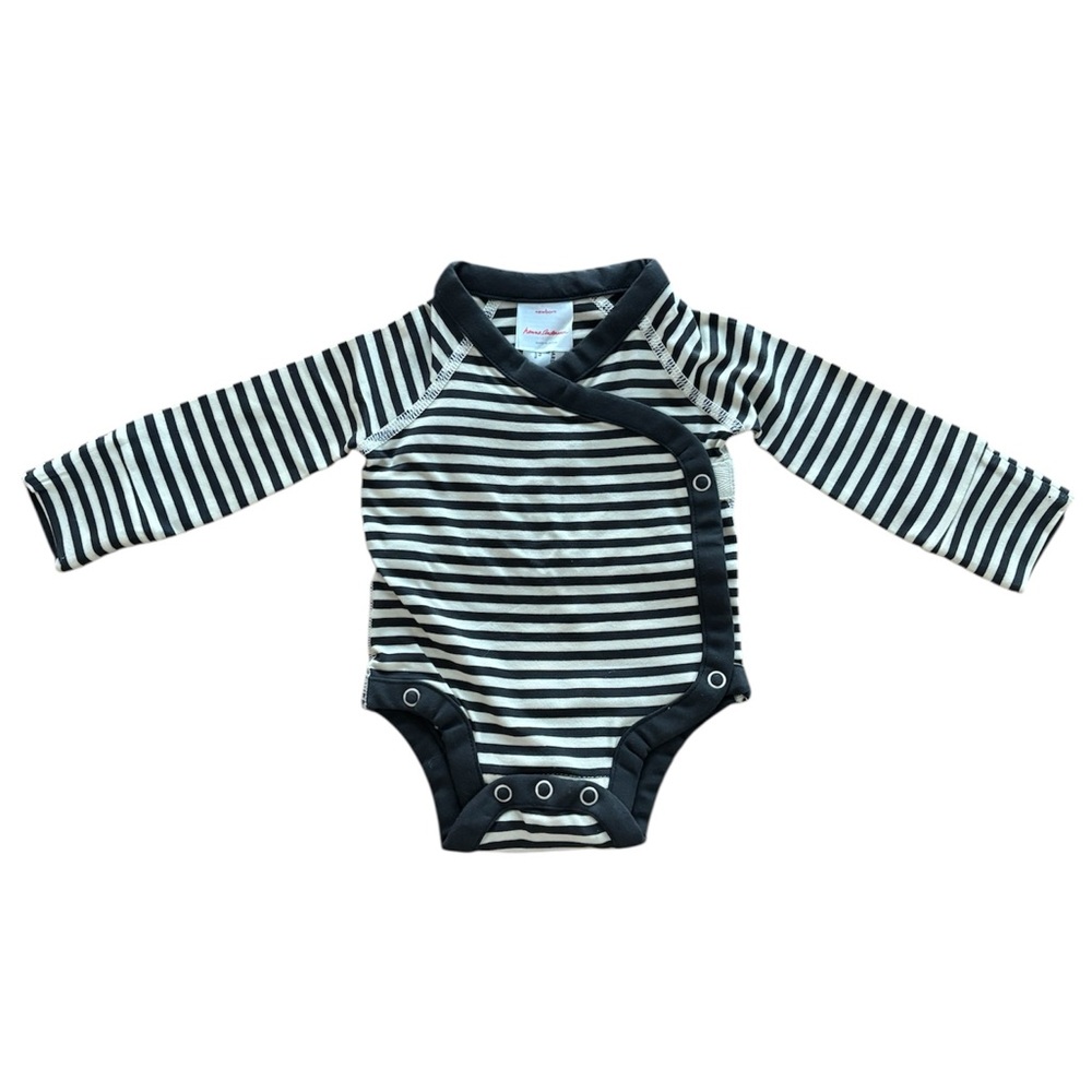 Hanna Andersson Striped Black and Cream Baby Bodysuit
